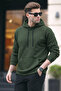 Men's Casual Kangaroo Pocket Loose Khaki Sweatshirt