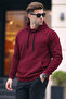Men's Casual Kangaroo Pocket Loose Burgundy Sweatshirt