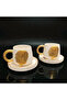 Ataturk Special Series 3D Embossed Gilded 4 Piece Handmade Ceramic Cup Set - 6