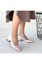Nitya Beige Printed Patent Leather Heeled Shoes - 4
