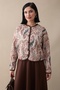 Shawl Pattern Jacket Skirt Brown Set - 5