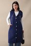 Hooded Gold Chain Navy Blue Quilted Vest - 4