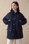 Paneled Dark Blue Denim Jacket with Plaid Detail - 4