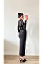 Women's Black Long Sleeve Maxi Dress - 2
