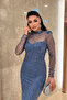 Fully Beaded Fabric Mermaid Evening Dress - INDIGO BLUE - 4