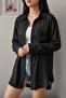 Openwork Detailed Long Length Buttoned Regular Basic Shirt