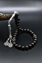 Natural Garnet Stone 33-Bead Rosary with Metal Tassel 10mm Sphere Cut 902511