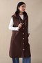 Hooded Gold Chain Brown Quilted Vest - 3