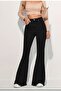 Women's High-Waisted Pure Black Elegant Flared Jeans Denim Trousers - 6