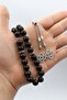 Natural Garnet Stone 33-Bead Rosary with Metal Tassel 10mm Sphere Cut 902511 - 4