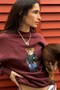 Women's Oversized Sweatshirt Ivy Bear 3D Printed Burgundy – Crew Neck, 3 Thread Raised - 5