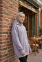 Purple Cotton Hooded 3 Thread Ş Fleece-Lined Thick Sweatshirt - 7