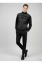 Black Mock Neck Zipper Pocket Parachute Fabric Embroidery Detailed 2 Thread Tracksuit Set