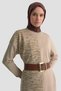 Leopard Pattern Knitwear Tunic 25Ktd4116 Beige