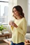 Women's Knitted Long Sleeve Round Neck T-Shirt - 2