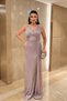 Sparkly Fabric Stone-Detail Evening Dress - LILAC