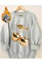 Gold Cherry Print Detailed Crew Neck Sweatshirt