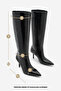 Women's Pointed Toe Bellows Zipperless Thin Heeled Boots Gasev Black - 8