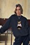 Women's Oversize Sweatshirt Ballerina Bear Printed Navy Blue – Crew Neck, 3 Thread Ribbed