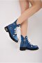Women's Denim Boots Metal Accessory Detail - 4