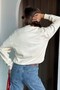 Women's Oversize Sweatshirt Ballerina Bear 3D Printed White – Crew Neck, 3 Thread Ribbed - 5