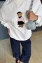 Women's Oversize Sweatshirt Ballerina Bear 3D Printed White – Crew Neck, 3 Thread Ribbed - 3