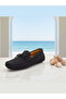 Sct-035 Navy Blue Suede Leather Men's Loafer Shoes