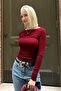 Burgundy Boat Neck Modal Cashmere Ultra Light Body Mg2627 - 4