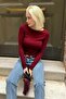 Burgundy Boat Neck Modal Cashmere Ultra Light Body Mg2627 - 5