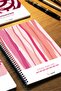 A5 Spiral Cardboard Cover Set of 4, Checkered School Notebook, 60 Sheets, Lesson Schedule, Pink Brush, - 6
