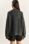 Women's Anthracite Crew Neck Raglan Sleeve Knitted Patterned Soft Textured Knitwear Sweater 20251108 - 8