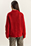 Women's Red Crew Neck Raglan Sleeve Knitted Patterned Soft Textured Knitwear Sweater 20251108 - 8