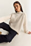 Women's Cream Crew Neck Raglan Sleeve Knitted Patterned Soft Textured Knitwear Sweater 20251108 - 2