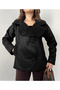 Women's Black Buttoned Wool Inside Vintage O Oversized Suede Jacket Coat - 4