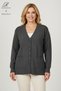 Women's Smoked V-Neck Buttoned Mother's Knitwear Cardigan