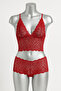 Women's Red Lace Bralette Shorts Set – Passionate and Alluring Lingerie - 3