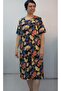 Black Yellow Red Blue Floral Print Short Sleeve Combed Viscose Dress - 4