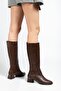 Lorea Faux Leather Short Heeled Stylish Design Below Knee Women's Boots - 3