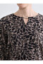 Beige Crew Neck Patterned Blouse - 3