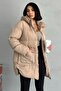 Women's Hooded Long Puffer Coat Winter Puffer Coat with Zipper Pockets - 3