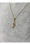 Steel Necklace with Swan Figure and Zircon Stone in Gold - 4