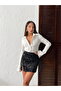 Sequined Slit Lined Mini Skirt