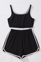 Women's Black Strappy Crop Top and Shorts Nightgown Set - 2