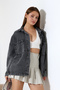 New Season Oversized Denim Jacket Shirt Black Snow Wash Light Color Casual Chic -Bnj4890 - 3