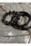 Black Stone Detailed Triple Bracelet - 3