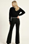 Women's Gray Textured Polo Collar Soft Knit Crop Sweater - 3