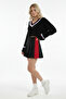 Women's V-Neck Striped Detail Oversized Crop Sweater