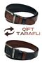 4 Cm. Double-Sided Sports Model Faux Leather Unisex Jeans Belt Brown/Black - 2