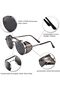 Steam Punk Sunglasses for Men Women Side Shield Round Steampunk Vintage Glasses Shades - 6