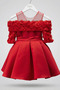 Girl's Red Rose Detailed Evening Dress Special Occasion Design - 4